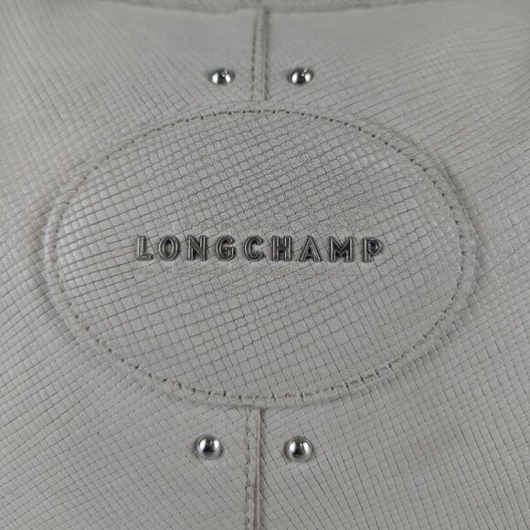 Longchamp Le Pliage Quadri White Hobo Shoulder/Crossbody Bag Ship Fast AUTHENTIC - Picture 2 of 14